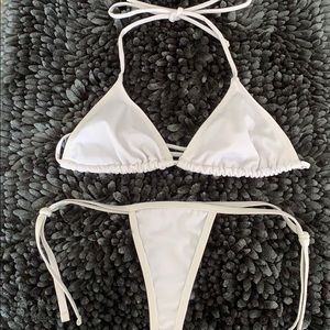 White two piece thong bikini